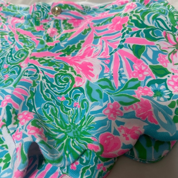 Lilly Pulitzer Buttercup Knit Shorts Amalfi Blue Leaf It Wild. Size 6. - Picture 3 of 5